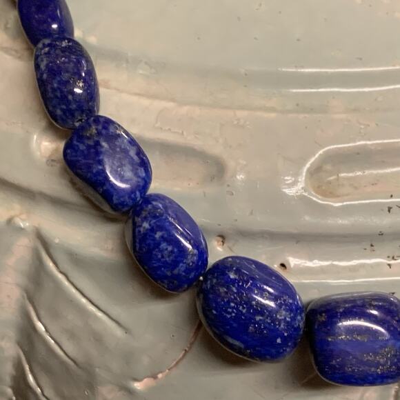 Jay King Necklace Sterling Silver & Lapis Lazuli Graduating Oblong Beaded - Picture 7 of 9